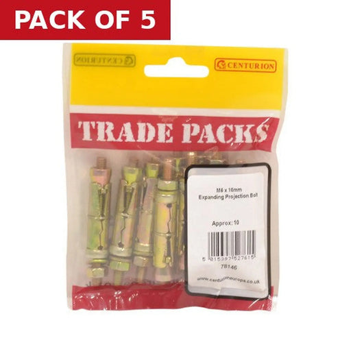 Centurion Expanding Projection Bolt - Zinc Plated - M6 x 10mm - (10 PK) - Pack of 5
