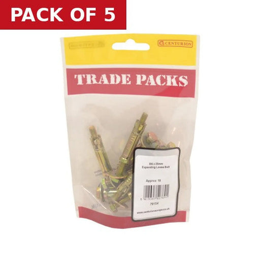 Centurion Expanding Loose Bolt - Zinc Plated - M6 x 25mm - (10 PK) - Pack of 5