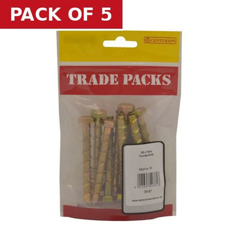 Centurion Thunder Bolts - Zinc Yellow Passivated - M8 x 75mm - (10 PK) - Pack of 5