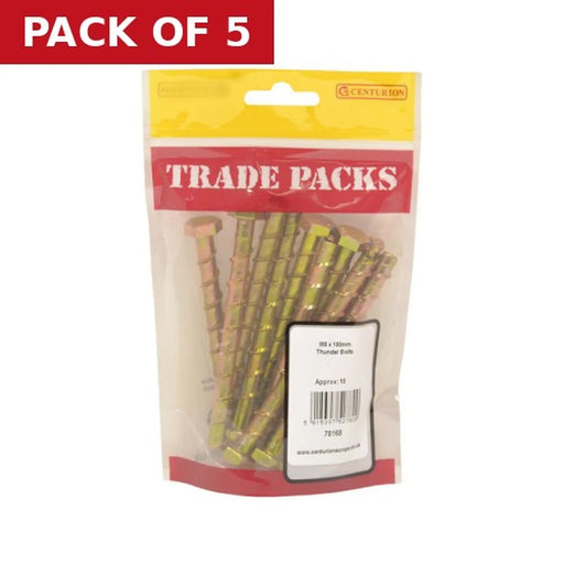 Centurion Thunder Bolts - Zinc Yellow Passivated - M8 x 100mm - (10 PK) - Pack of 5