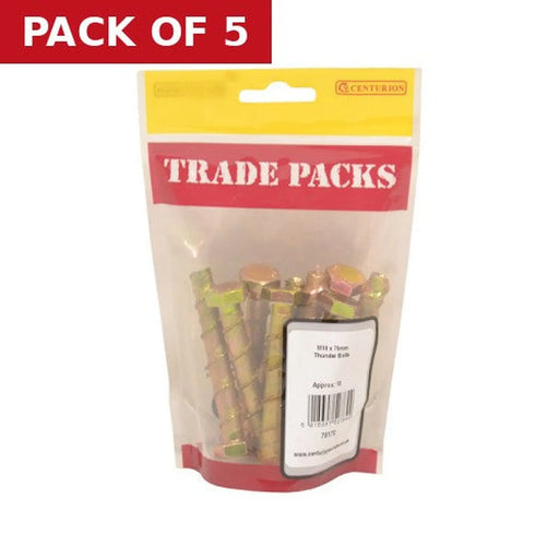 Centurion Thunder Bolts - Zinc Yeloow Passivated - M10 x 75mm - (10 PK) - Pack of 5