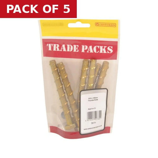 Centurion Thunder Bolts - Zinc Yellow Passivated - M10 x 100mm - (6 PK) - Pack of 5