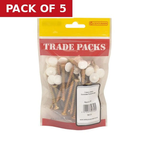 Centurion Concrete Frame Screws - Zinc Yellow Passivated - 7.5mm x 62mm - (35 - Pack of 5
