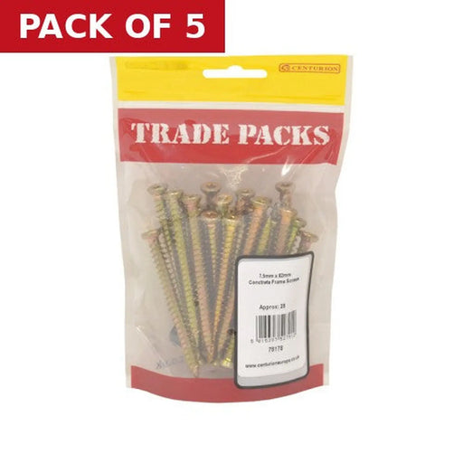 Centurion Concrete Frame Screws - Zinc Yellow Passivated - 7.5mm x 82mm - (28 - Pack of 5