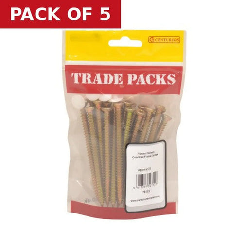 Centurion Concrete Frame Screws - Zinc Yellow Passivated - 7.5mm x 102mm - - Pack of 5
