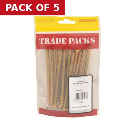 Centurion Concrete Frame Screws - Zinc Yellow Passivated - 7.5mm x 112mm - - Pack of 5