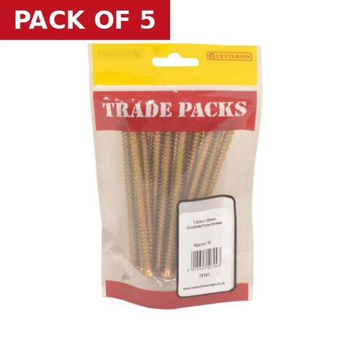 Centurion Concrete Frame Screws - Zinc Yellow Passivated - 7.5mm x 122mm - - Pack of 5