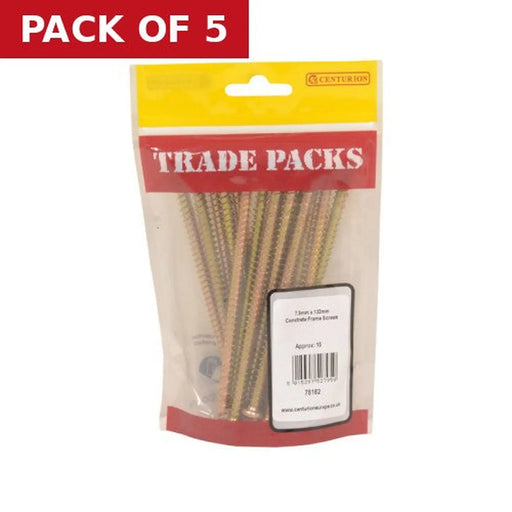 Centurion Concrete Frame Screws - Zinc Yellow Passivated - 7.5mm x 132mm - - Pack of 5