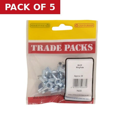 Centurion Wing Nuts - Zinc Plated - M6 - (20 PK) - Pack of 5