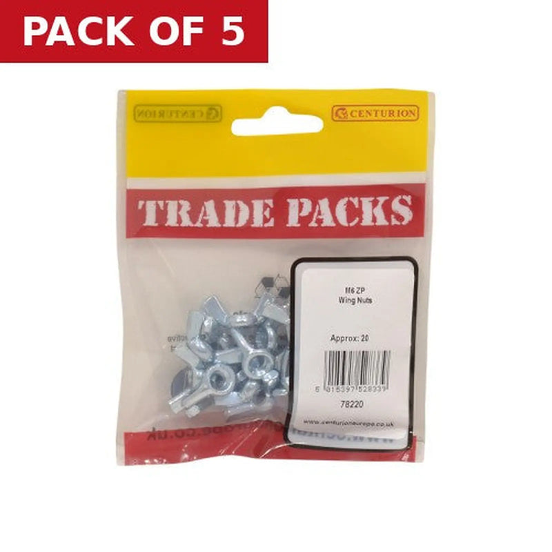 Centurion Wing Nuts - Zinc Plated - M6 - (20 PK) - Pack of 5