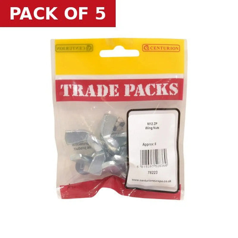 Centurion Wing Nuts - Zinc Plated - M12 - (6 PK) - Pack of 5