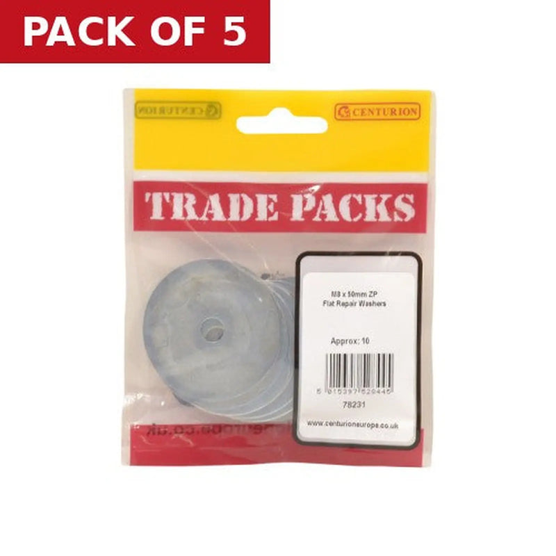 Centurion Flat Repair Washers - Zinc Plated - M8 x 50mm - (10 PK) - Pack of 5