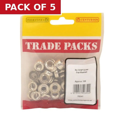 Centurion Screw Cup Washers - Nickel Plated - No 10 - (100 PK) - Pack of 5