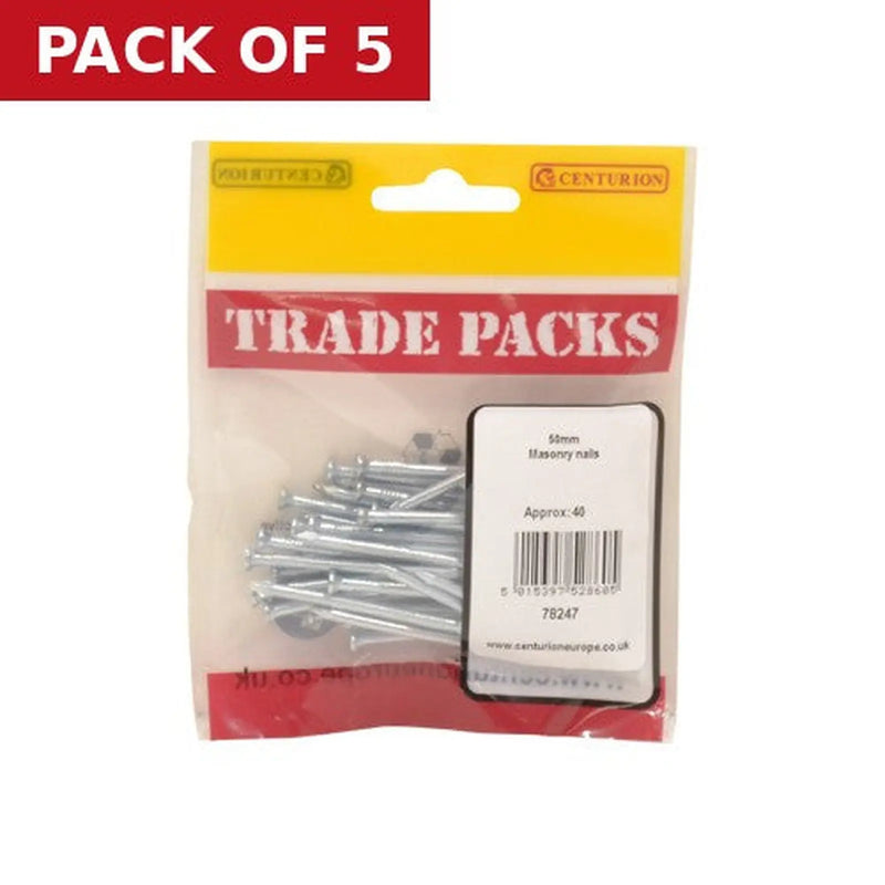 Centurion Masonry Nails - 50mm - (40 PK) - Pack of 5