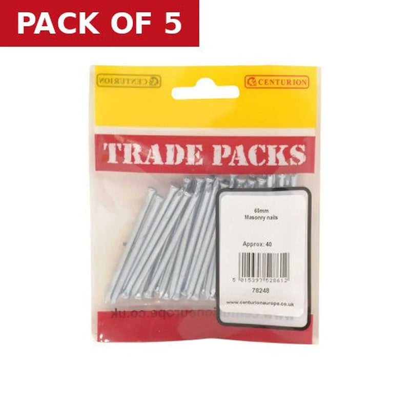 Centurion Masonry Nails - 60mm - (40 PK) - Pack of 5
