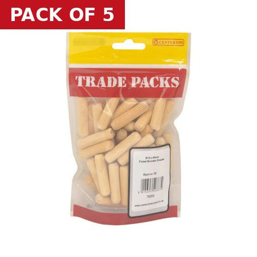 Centurion Fluted Wooden Dowels - M10 x 40mm - (50 PK) - Pack of 5