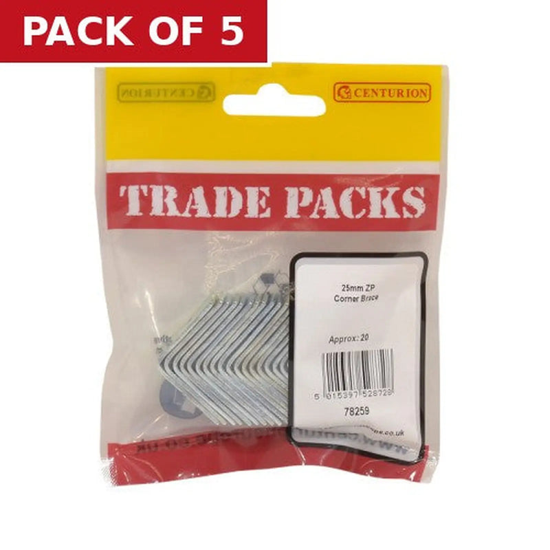 Centurion Corner Brace - Zinc Plated - 25mm - (20 PK) - Pack of 5