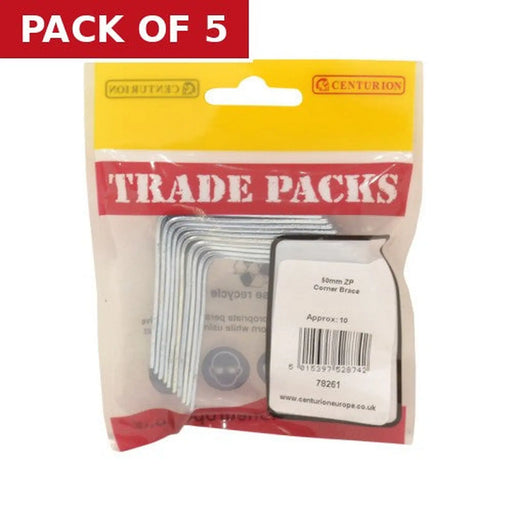 Centurion Corner Brace - Zinc Plated - 50mm - (10 PK) - Pack of 5