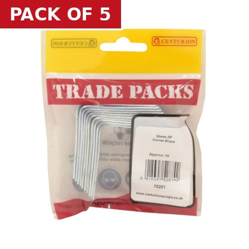 Centurion Corner Brace - Zinc Plated - 50mm - (10 PK) - Pack of 5