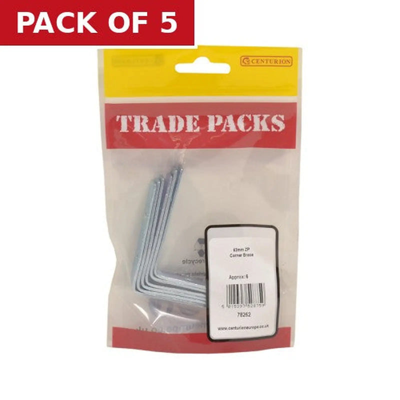 Centurion Corner Brace - Zinc Plated - 63mm - (6 PK) - Pack of 5