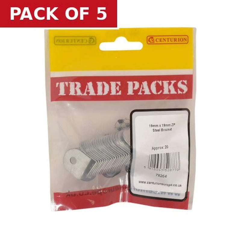 Centurion Steel Bracket - Zinc Plated - 19mm x 19mm - (20 PK) - Pack of 5
