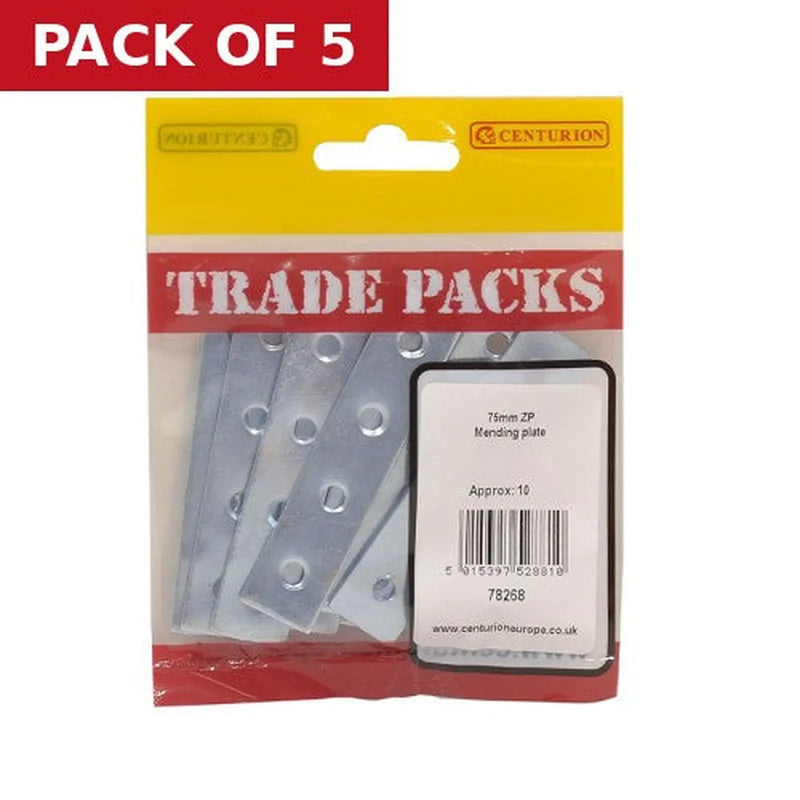 Centurion Mending Plate - Zinc Plated - 75mm - (10 PK) - Pack of 5