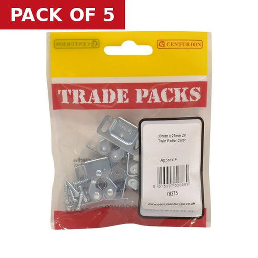 Centurion Twin Roller Catch - Zinc Plated - 33mm x 27mm - (4 PK) - Pack of 5