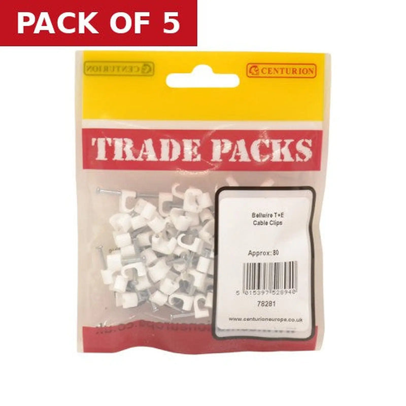 Centurion Bellwire Cable Clips - White - (80 PK) - Pack of 5