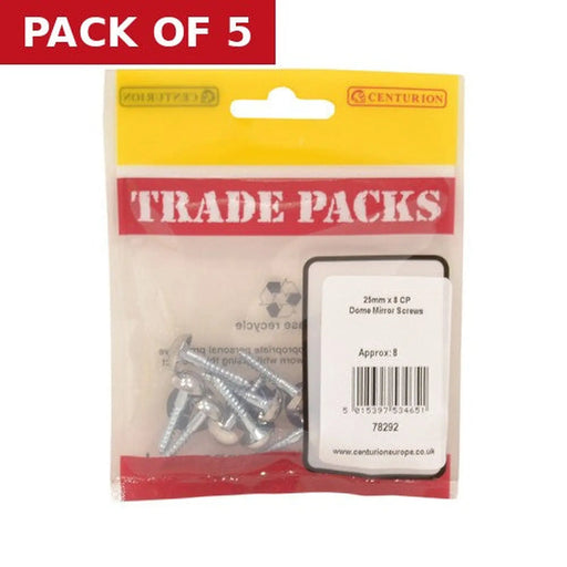 Centurion Dome Mirror Screws - Chrome Plated - 25mm x 8 - Pack of 8