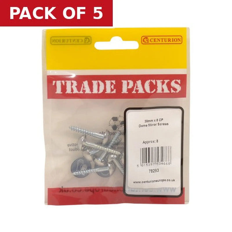 Centurion Dome Mirror Screws - Chrome Plated - 30mm x 8 - Pack of 8