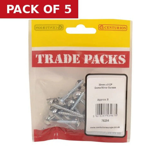 Centurion Dome Mirror Screws - Chrome Plated - 35mm x 8 - Pack of 8