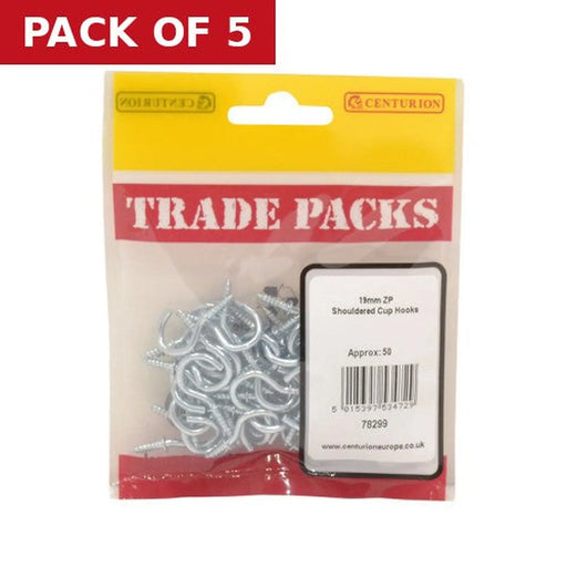 Centurion Shouldered Cup Hooks - Zinc Plated - 19mm - (50 PK) - Pack of 5