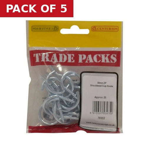Centurion Shouldered Cup Hooks - Zinc Plated - 38mm - (20 PK) - Pack of 5