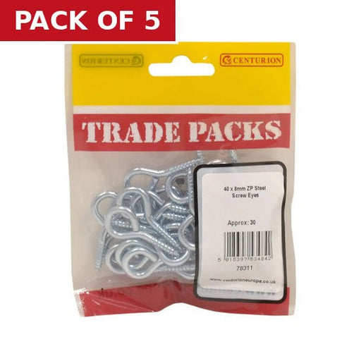 Centurion Steel Screw Eyes - Zinc Plated - 40 x 3.6mm - (30 PK) - Pack of 5