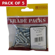 Centurion Machine Screws & Nuts - Zinc Plated - Slot Pan Head - M6 x 25mm - - Pack of 5
