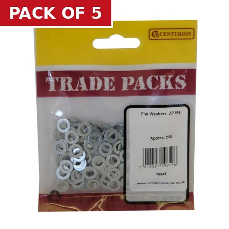 Centurion Flat Washers - Zinc Plated - M5 - (200 PK) - Pack of 5