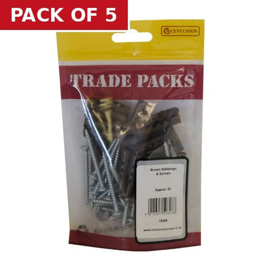 Centurion Wallplugs & Screws - Brown - (30PK) - Pack of 5