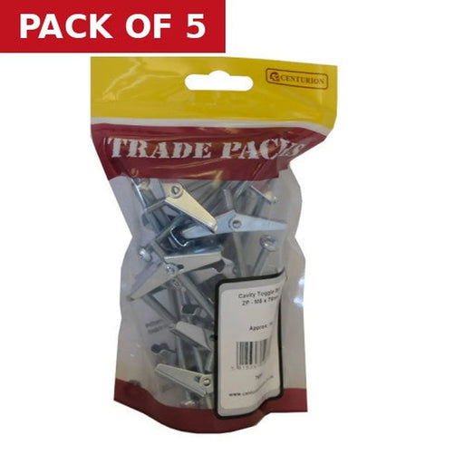 Centurion Cavity Toggle Bolt - Zinc Plated - M5 x 75mm - (15 PK) - Pack of 5