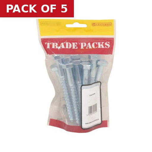Centurion Coach Screws - M10 x 130mm - Zinc Plated - Packs of 10 - Pack of 5