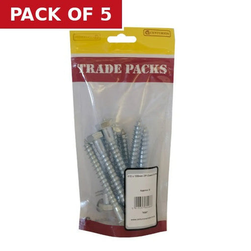 Centurion Coach Screws - M12 x 100mm - Zinc Plated - Pack of 8