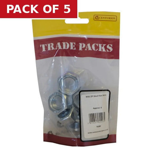 Centurion Steel Hex Nuts - Zinc Plated - M20 - Pack of 6