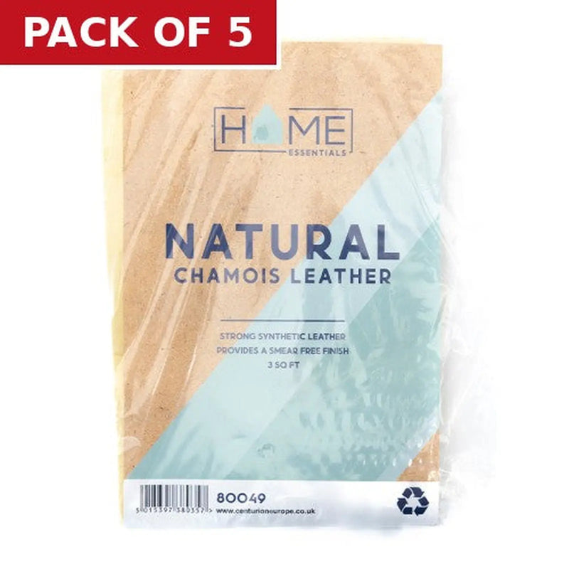 Centurion Natural Chamois Leather - 3 sq ft - Pack of 5