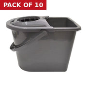 Centurion Bucket - Mop and Wringer - Silver Plastic - 12 Litre - Pack of 10