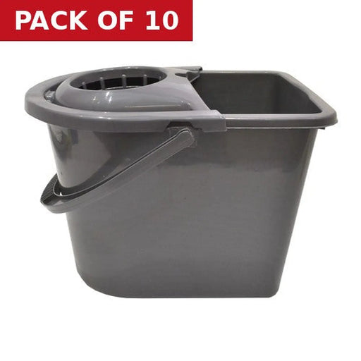Centurion Bucket - Mop and Wringer - Silver Plastic - 12 Litre - Pack of 10