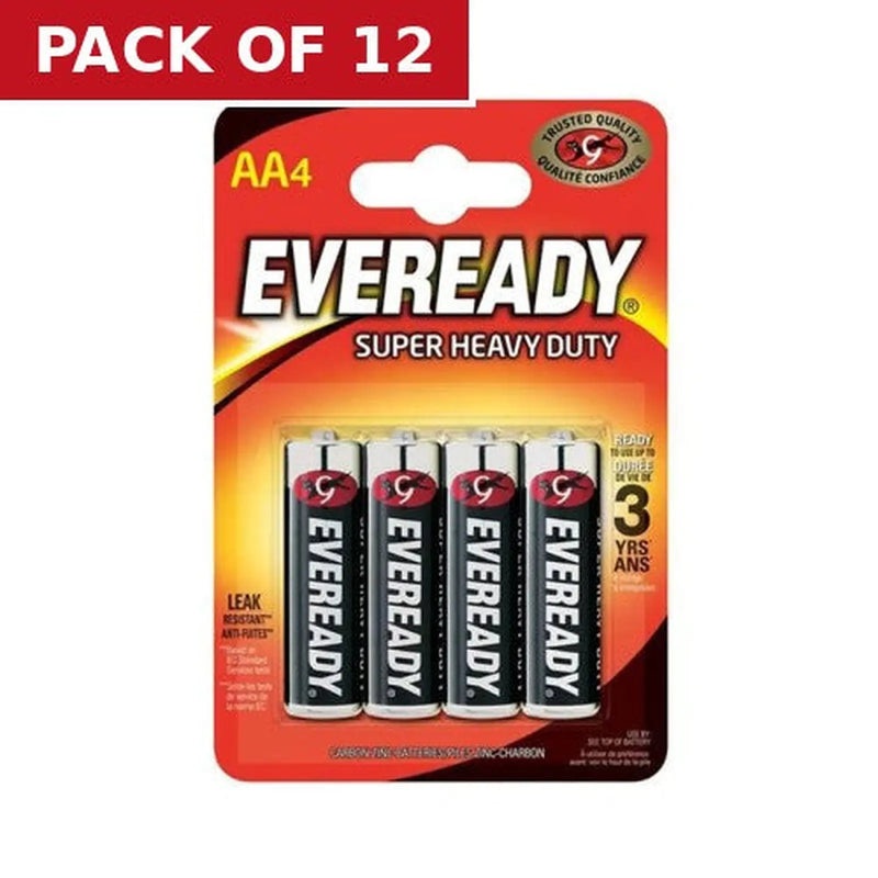 Centurion Eveready S4028 AA Super Zinc Batteries, 4 Pack - Pack of 12