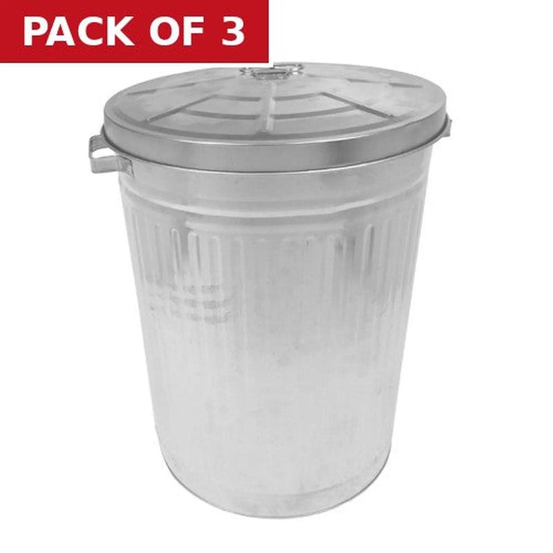 Centurion Galvanised Dustbin, 80 Litre - Pack of 3