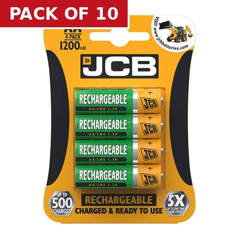 Centurion JCB Rechargeable AA Batteries, 4 Pack - Pack of 10