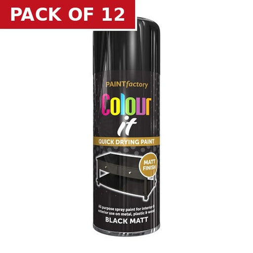 Centurion Colour It Matt Paint, Black (400ml) - Pack of 12