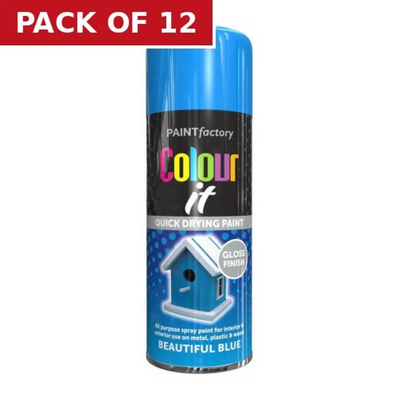 Centurion Paint Factory Colour It Gloss Paint, Mid Blue (400ml) - Pack of 12