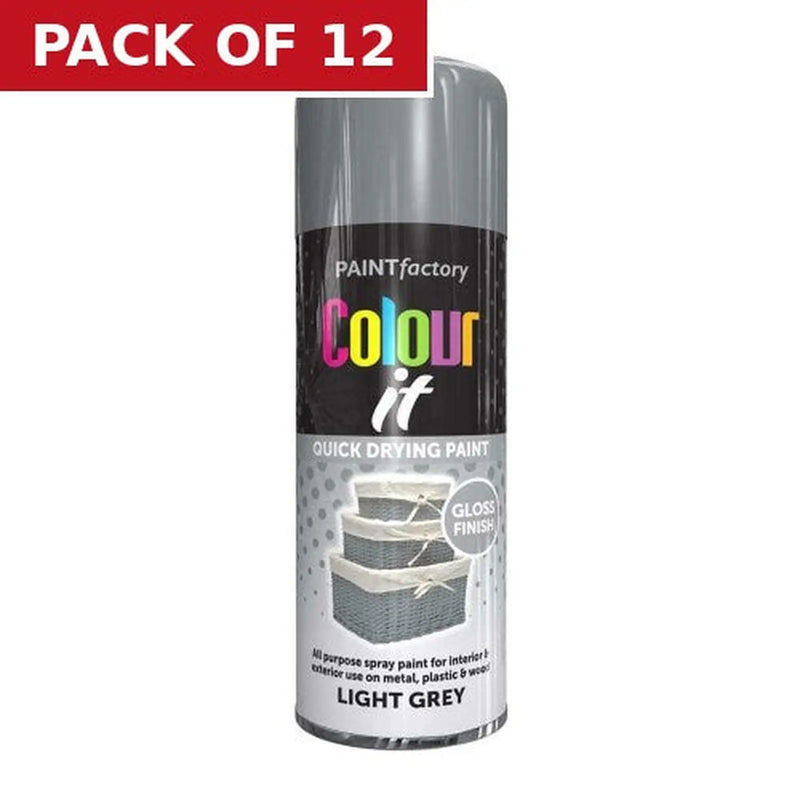 Centurion Paint Factory Colour It Gloss Paint, Light Grey (400ml) - Pack of 12